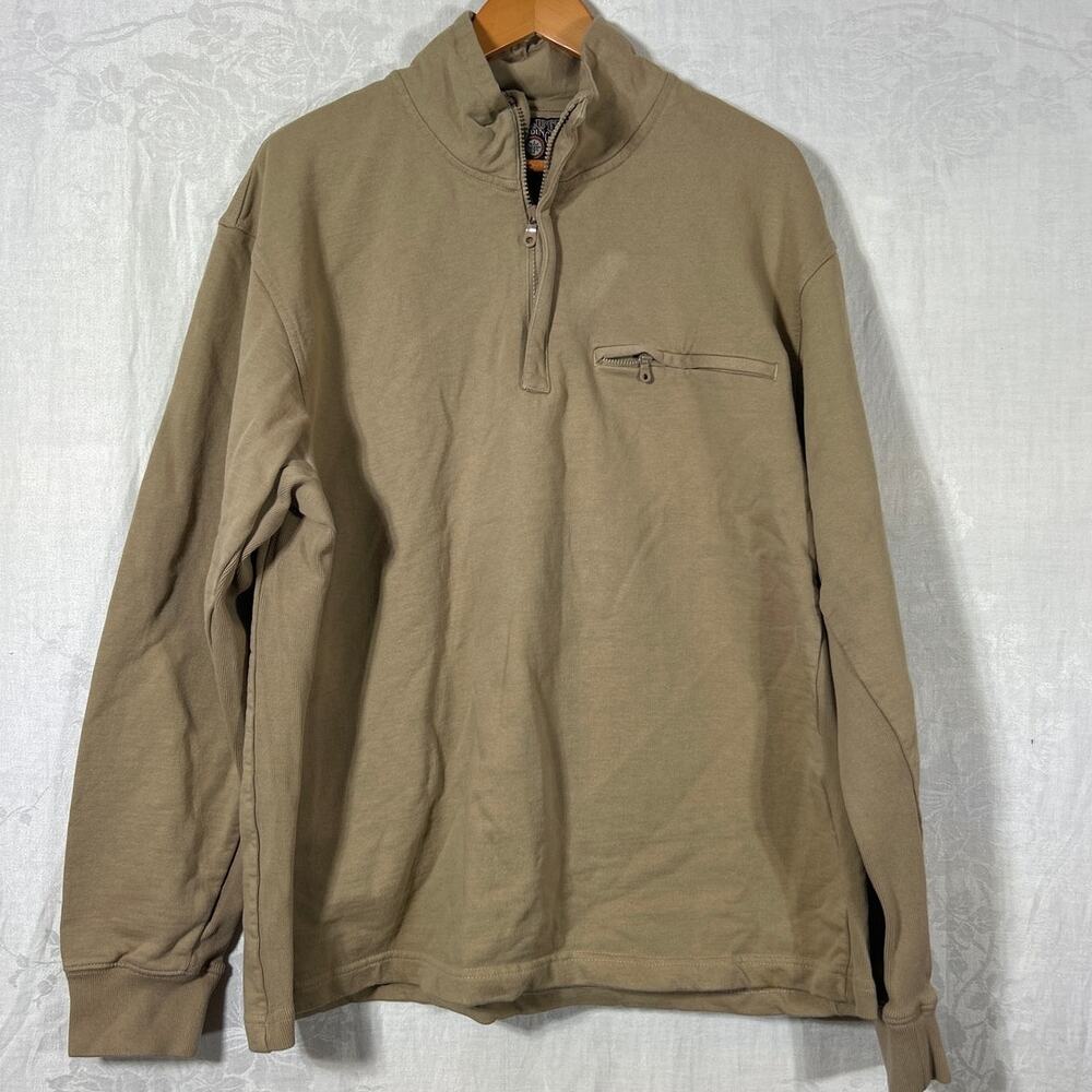 Vintage Duluth Sweatshirt XL Brown 1/4 Zip Cotton Pullover Chest Pocket